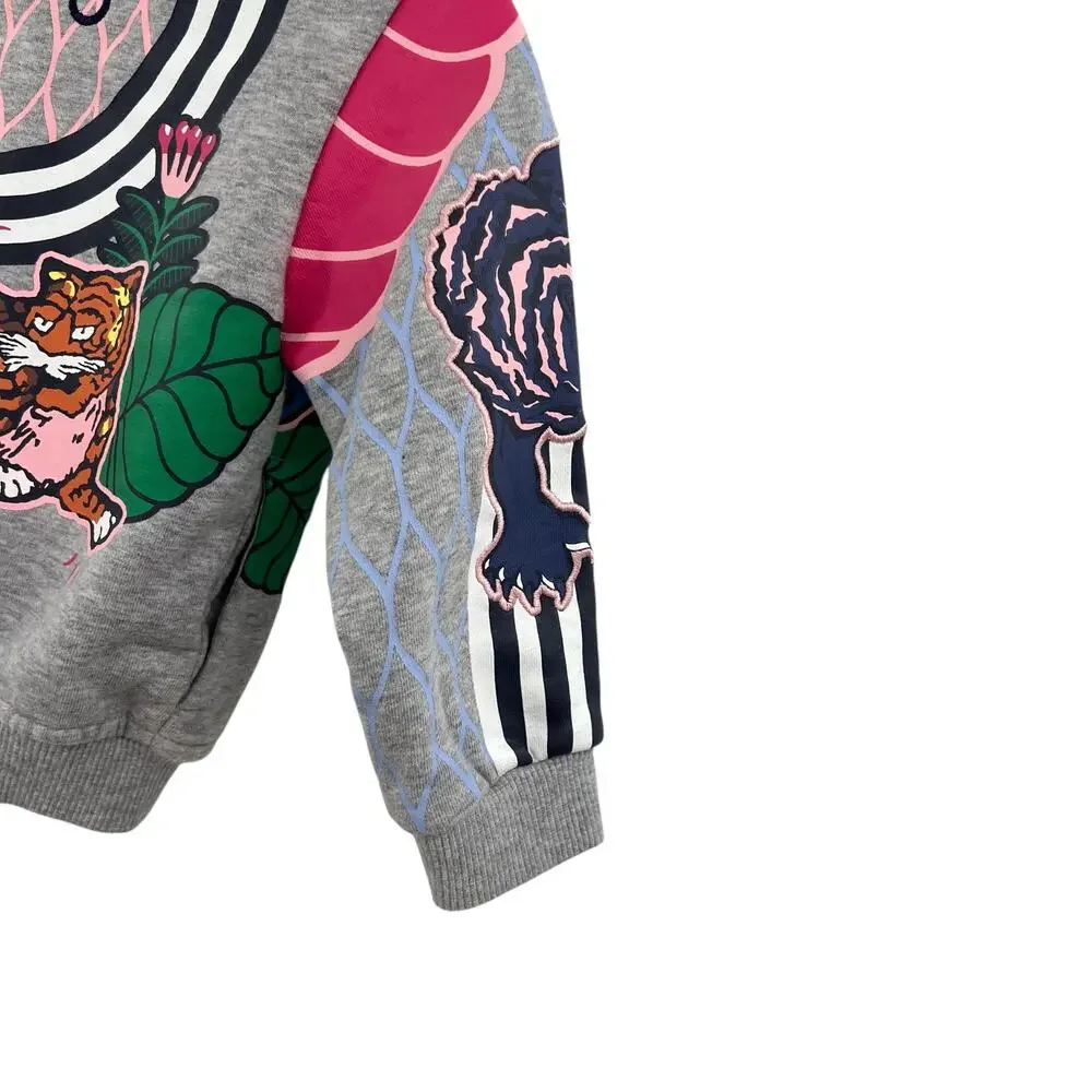 Kenzo Paris Kids Zip-Up‎ Jacket Sweatshirt Tiger Print Embroidered Gray Size 18M